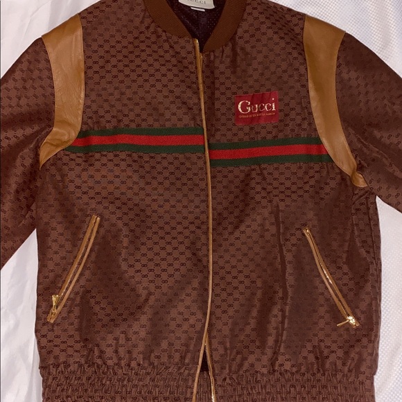 Authentic - Large Brown Gucci GG Motif Bomber Jacket - Picture 10 of 13
